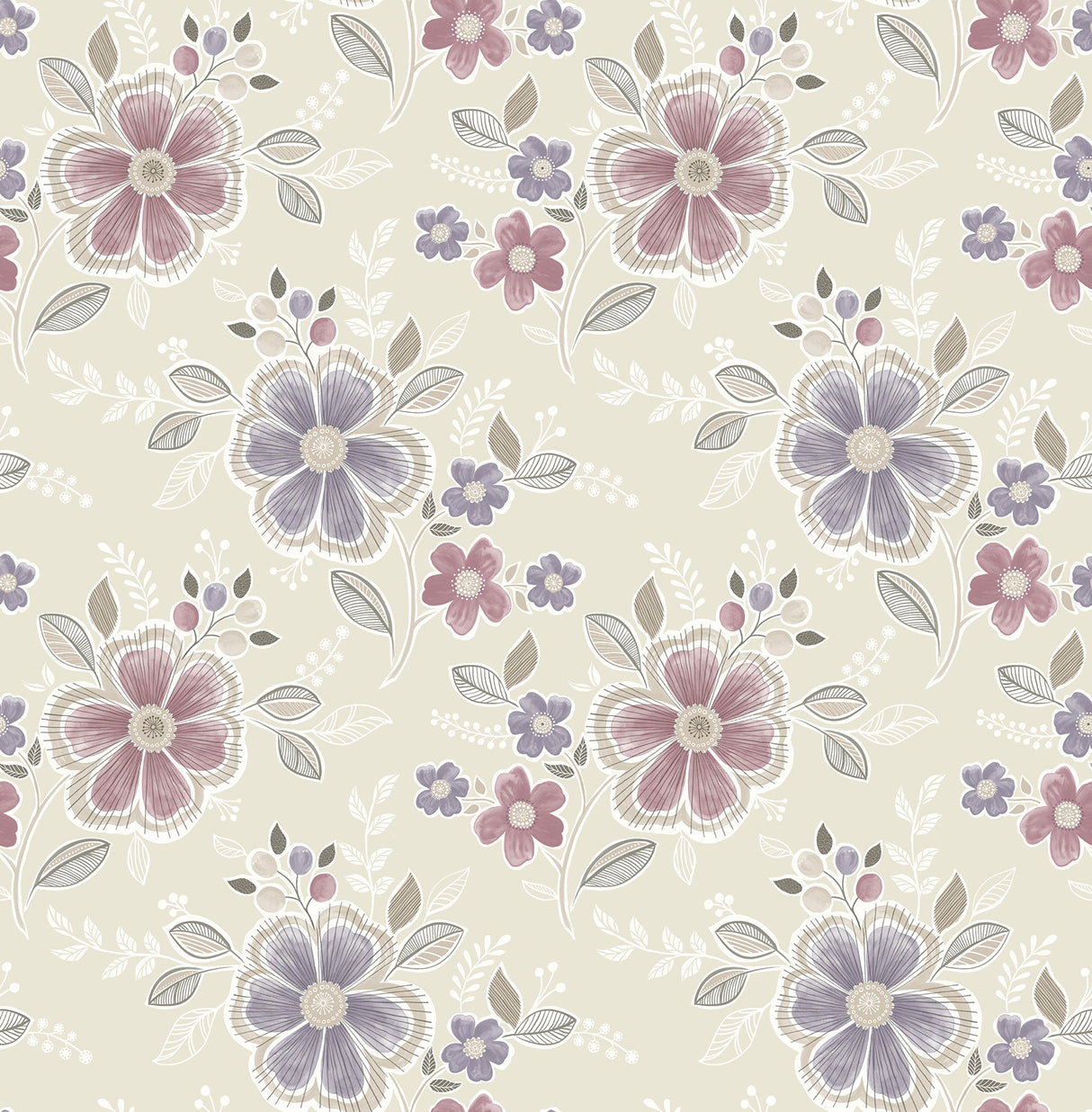 A-Street Prints 2657-22203 Chloe Purple Floral Wallpaper