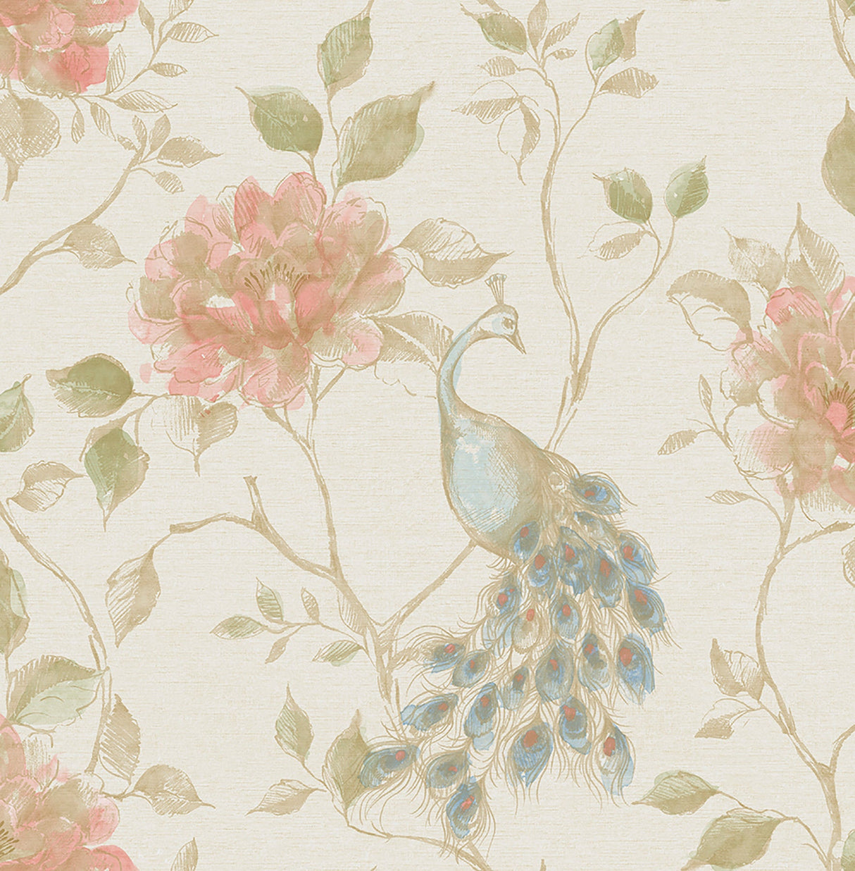 Beacon House 2669-21708 Dynasty Cream Peacock Wallpaper