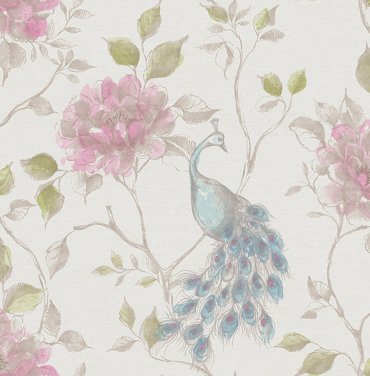 Beacon House 2669-21710 Dynasty Fog Peacock Wallpaper