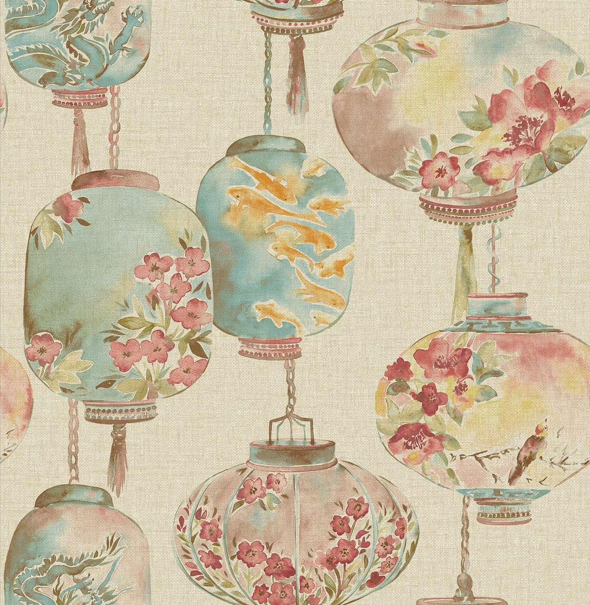 Beacon House 2669-21712 Kana Beige Lantern Festival Wallpaper