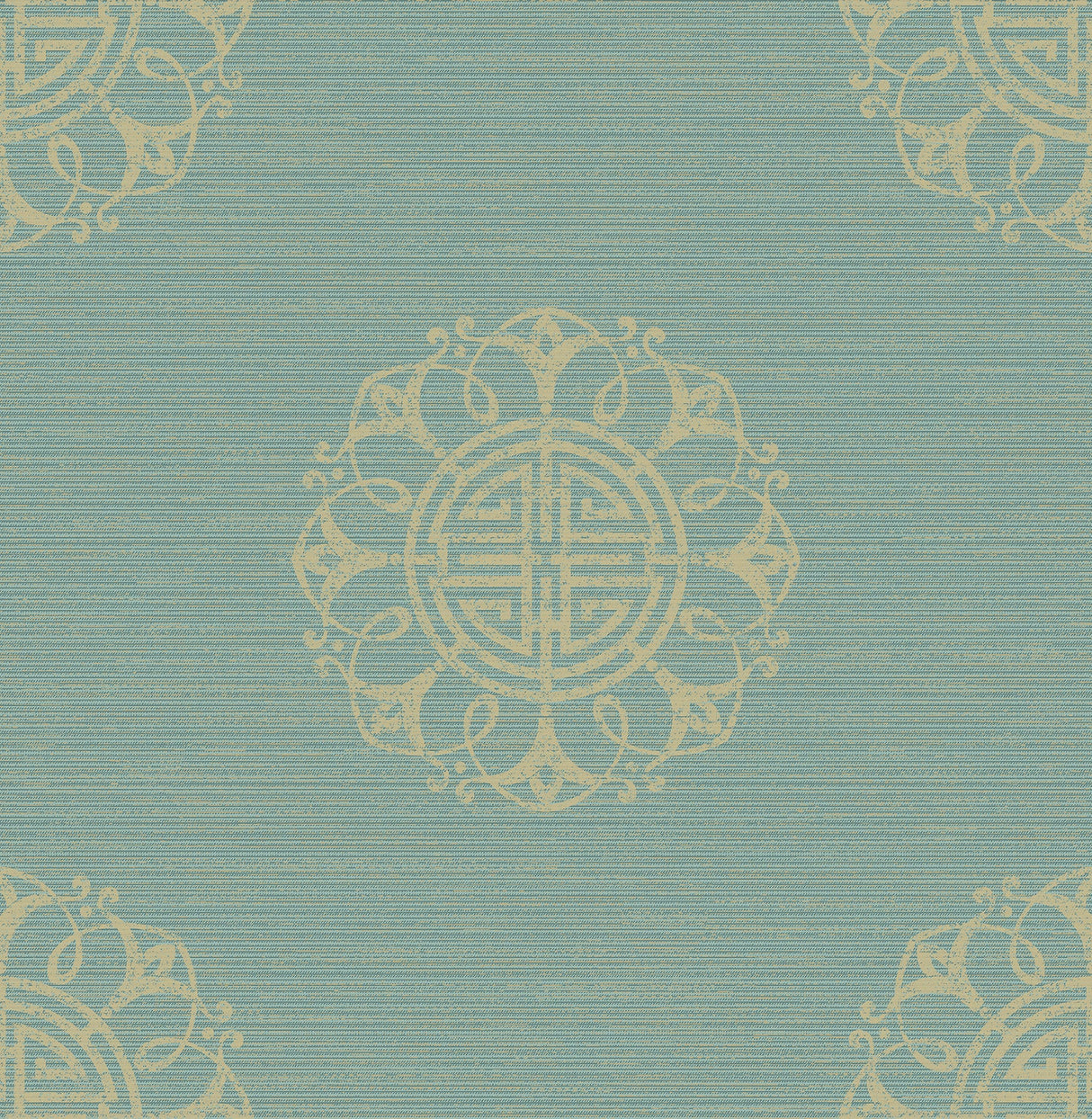 Beacon House 2669-21723 Lien Turquoise Fountain Medallion Wallpaper
