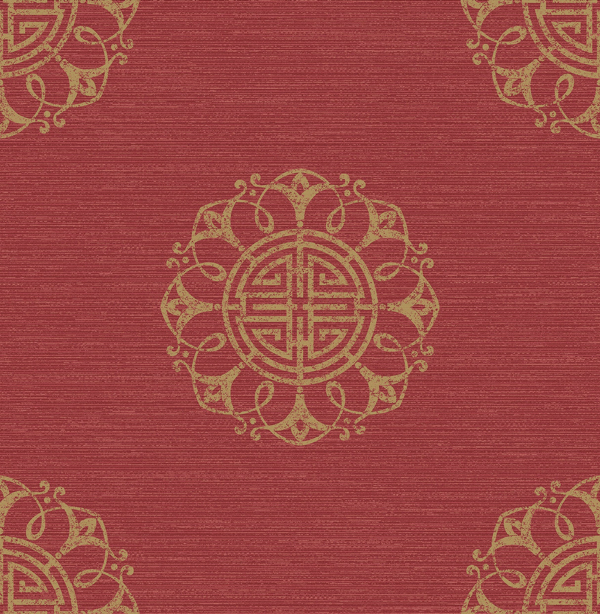 Beacon House 2669-21725 Lien Red Fountain Medallion Wallpaper