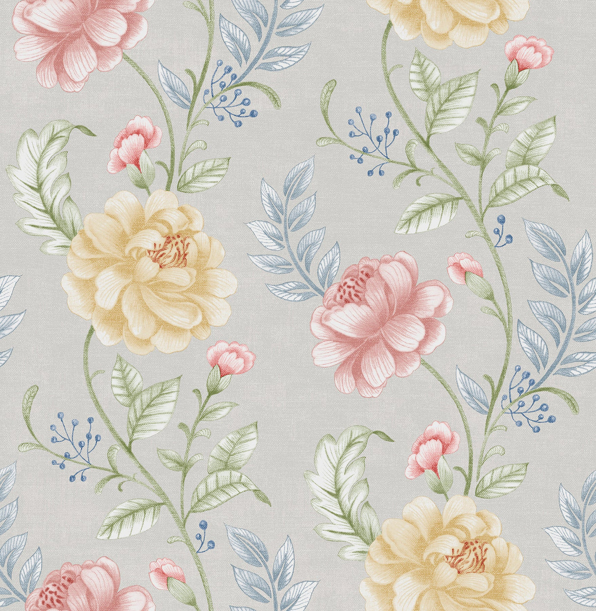 Beacon House 2669-21758 Summer Palace Grey Floral Trail Wallpaper