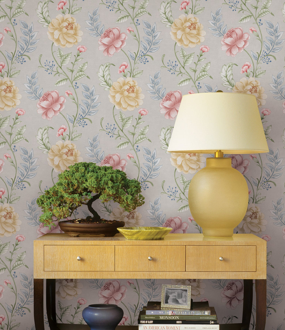 Beacon House 2669-21758 Summer Palace Grey Floral Trail Wallpaper