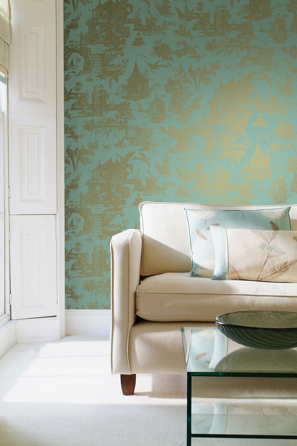 Beacon House 2669-21765 Zen Garden Turquoise Toile Wallpaper
