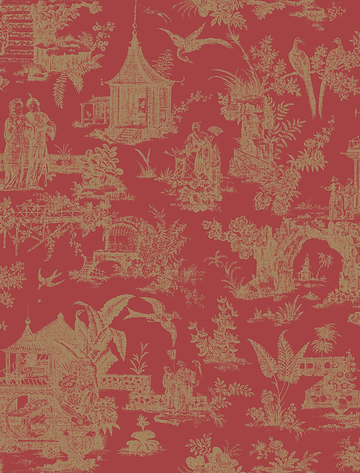 Beacon House 2669-21766 Zen Garden Red Toile Wallpaper