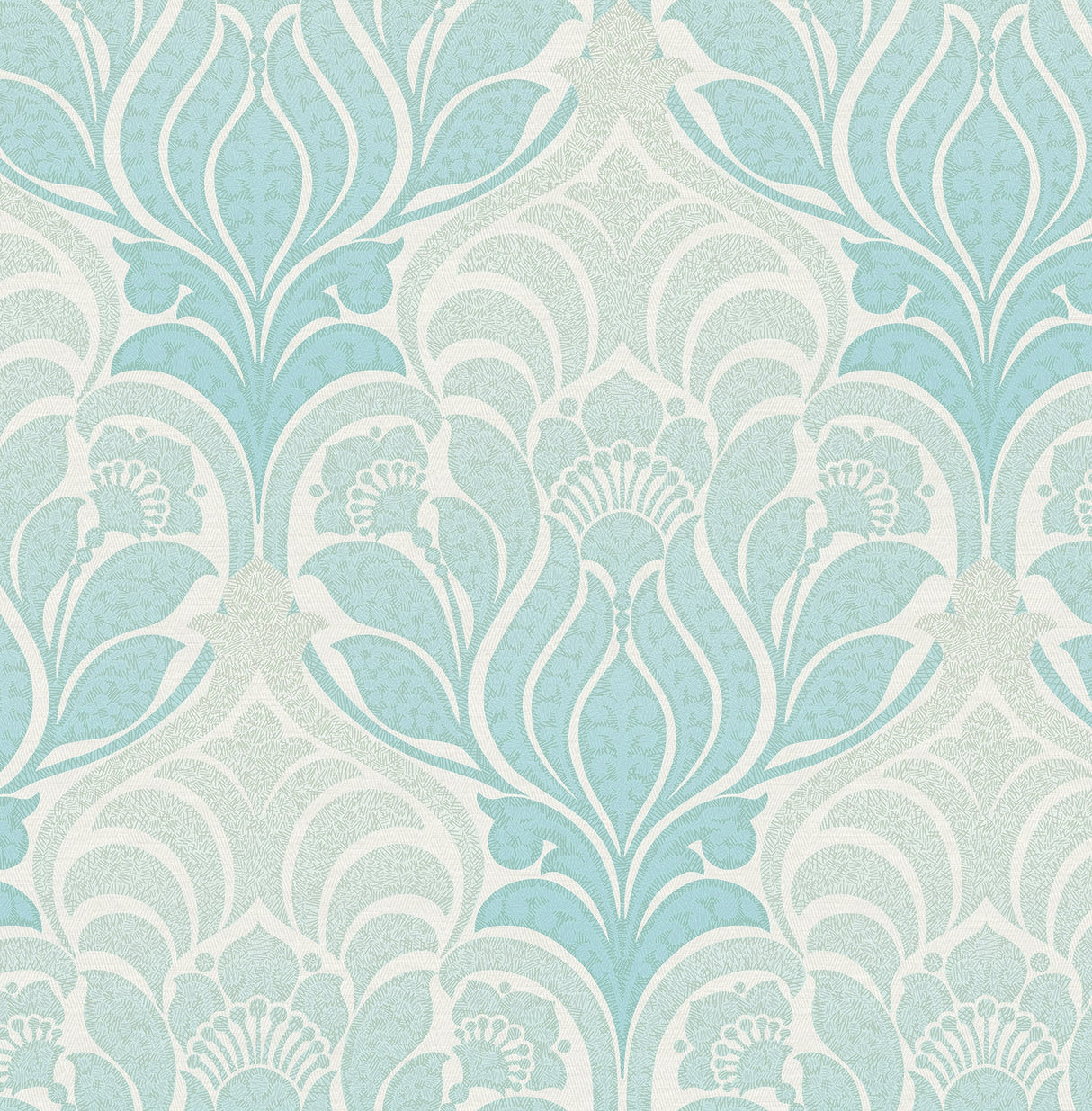 Kenneth James 2671-22402 Twill Aqua Damask Wallpaper