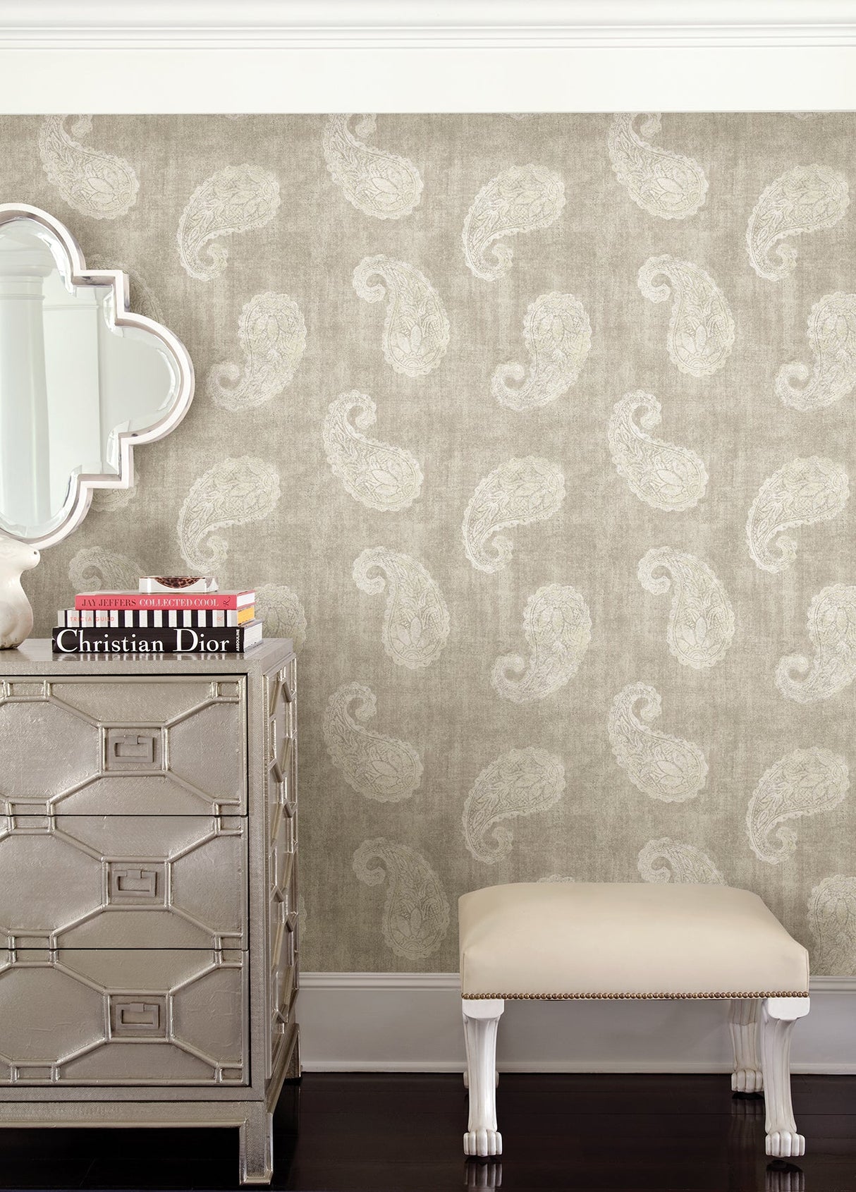 Kenneth James 2671-22416 Kashmir Beige Paisley Wallpaper