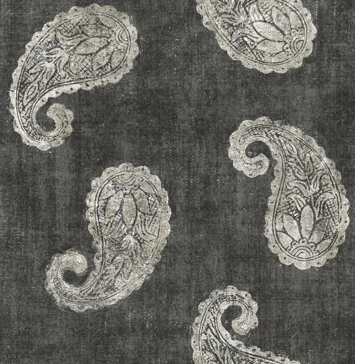 Kenneth James 2671-22419 Kashmir Charcoal Paisley Wallpaper