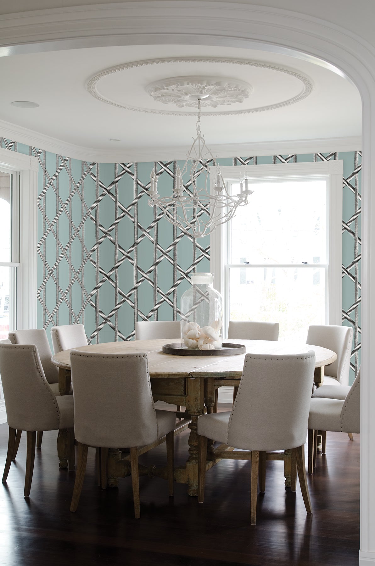 Kenneth James 2671-22420 Mandara Light Blue Trellis Wallpaper