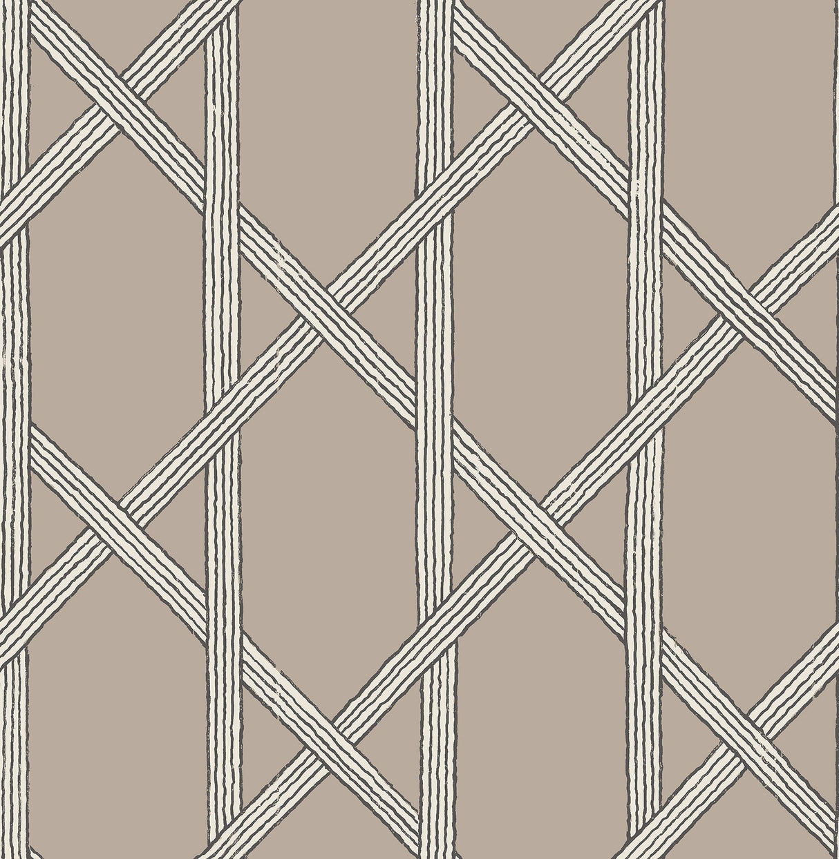 Kenneth James 2671-22424 Mandara Taupe Trellis Wallpaper