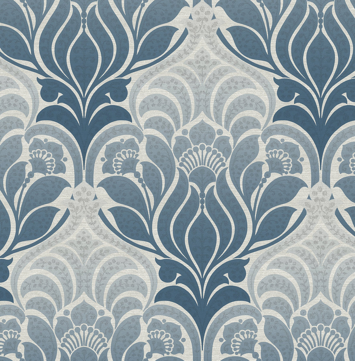 Kenneth James 2671-22425 Twill Blue Damask Wallpaper