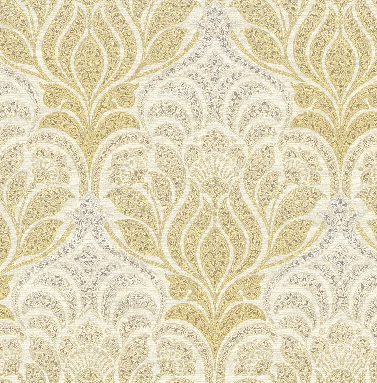 Kenneth James 2671-22427 Twill Yellow Damask Wallpaper