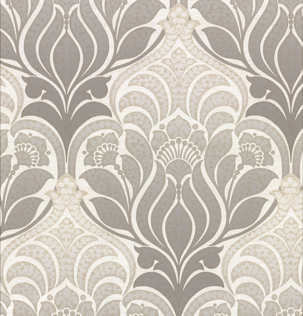 Kenneth James 2671-22428 Twill Charcoal Damask Wallpaper