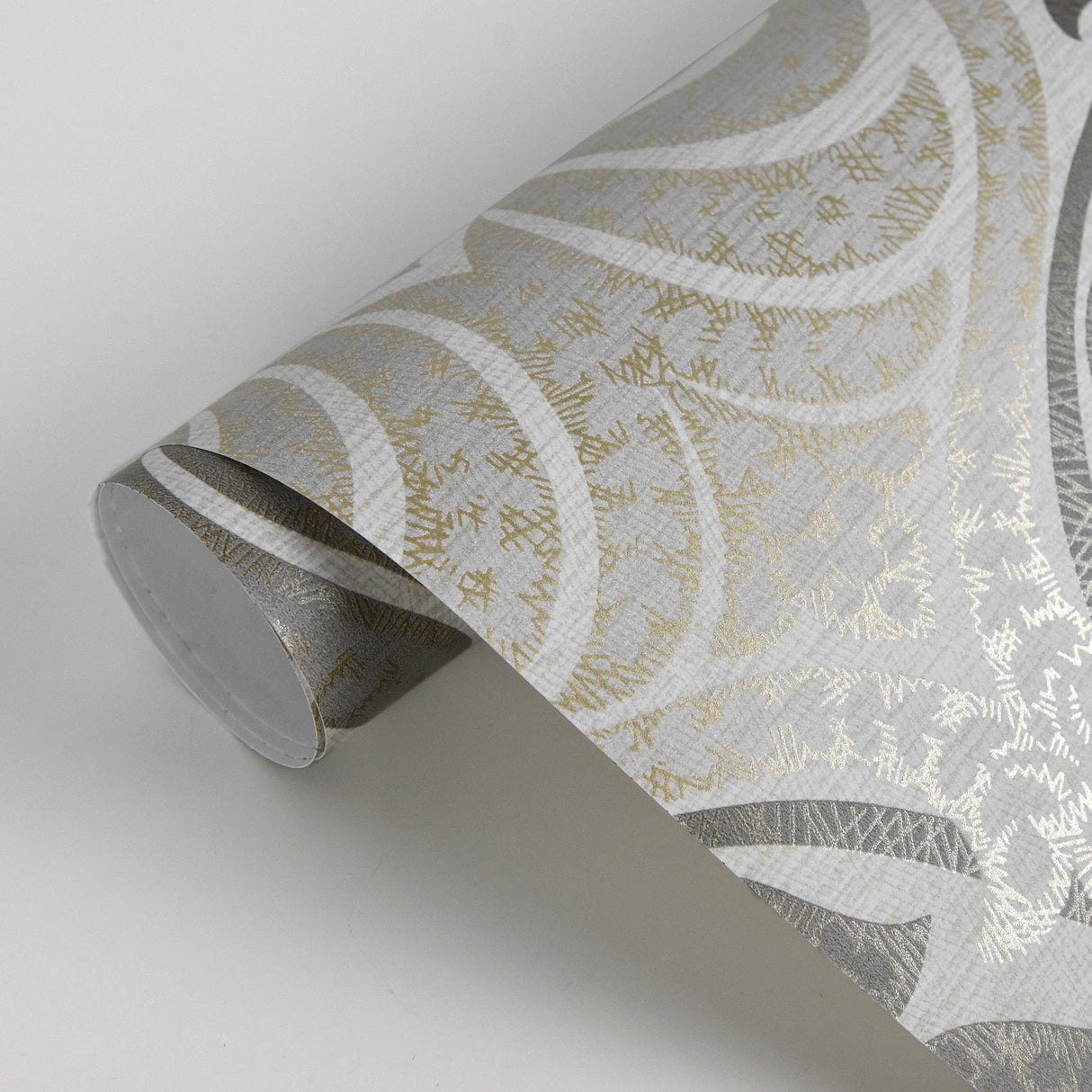 Kenneth James 2671-22428 Twill Charcoal Damask Wallpaper