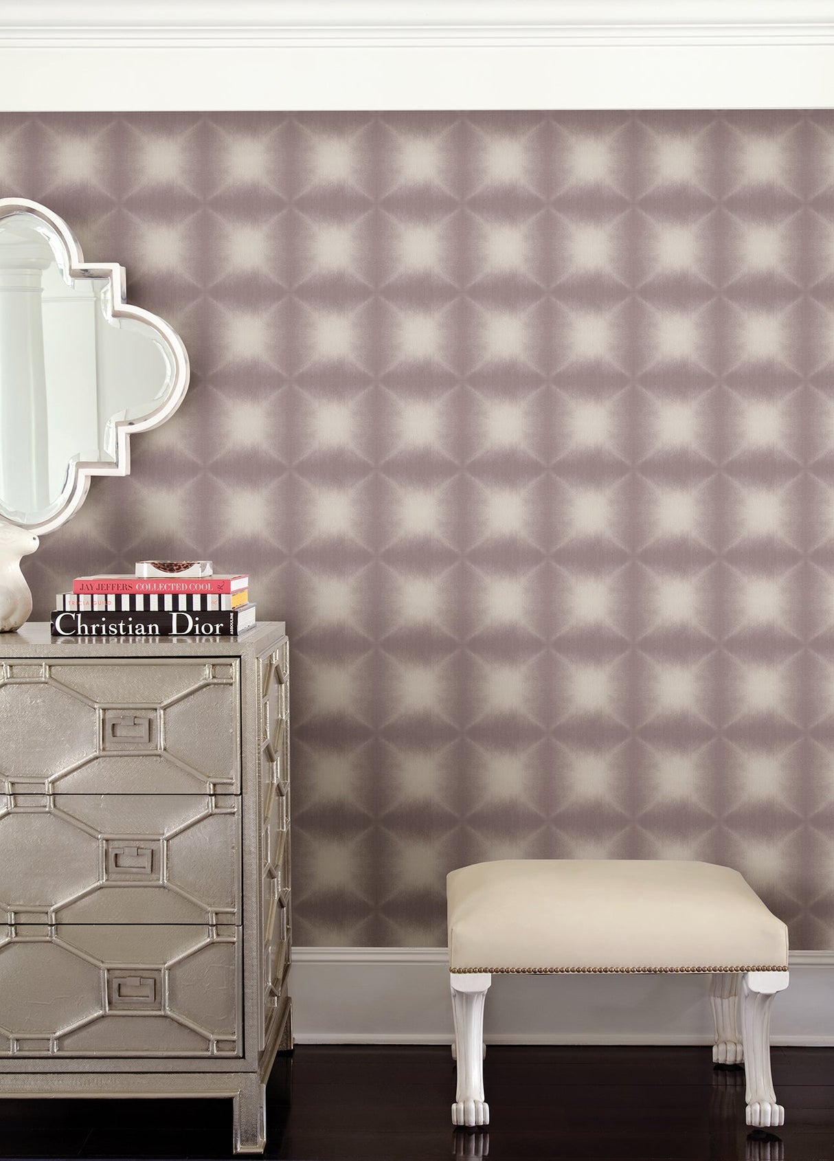 Kenneth James 2671-22434 Echo Purple Geometric Wallpaper