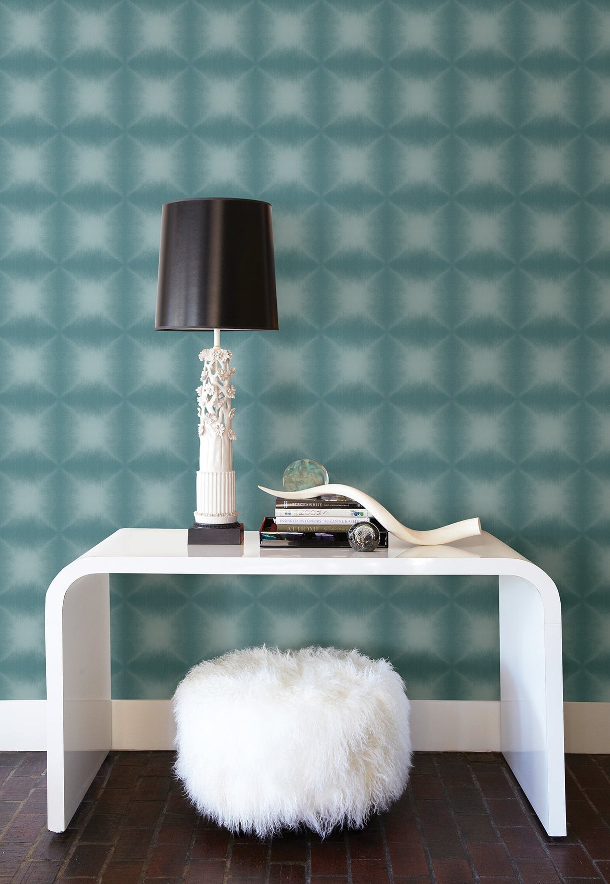 Kenneth James 2671-22435 Echo Teal Geometric Wallpaper