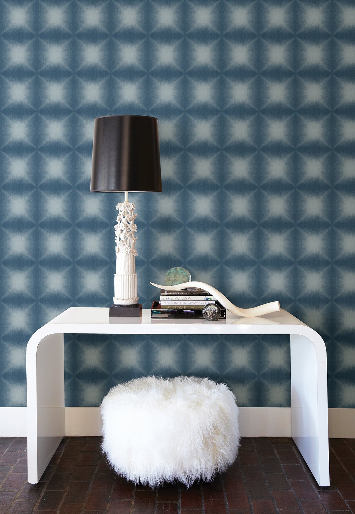 Kenneth James 2671-22436 Echo Blue Geometric Wallpaper