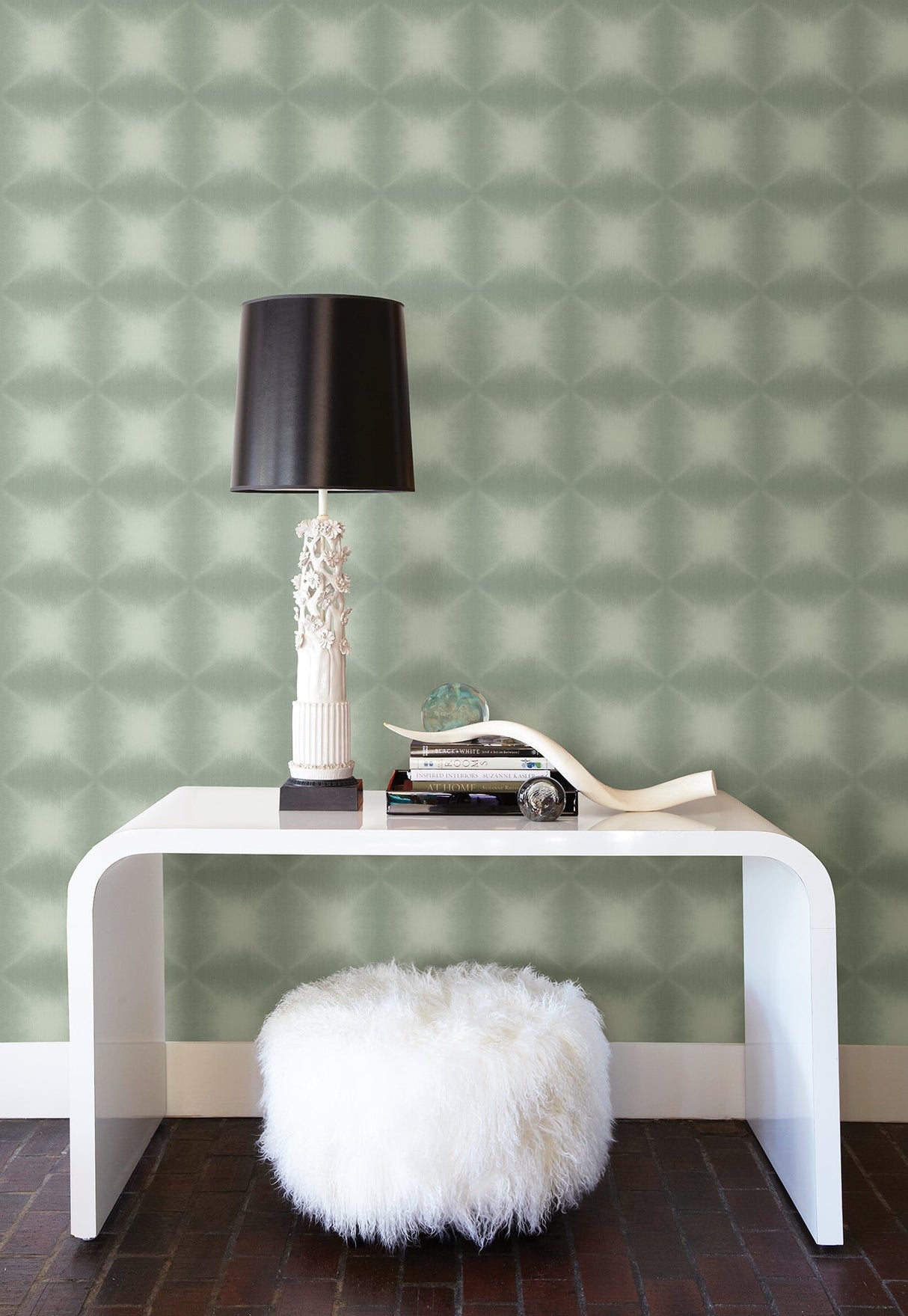 Kenneth James 2671-22438 Echo Sage Geometric Wallpaper