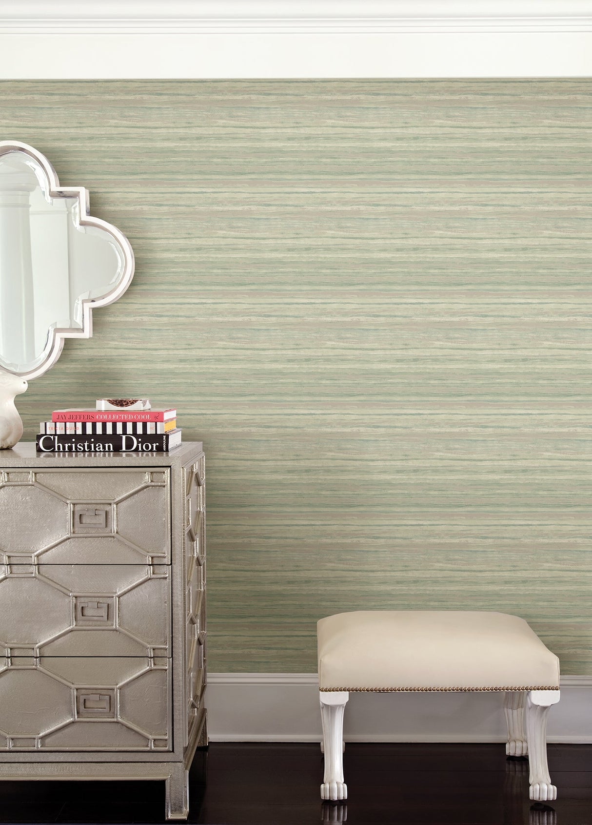 Kenneth James 2671-22455 Arakan Sage Stripe Wallpaper