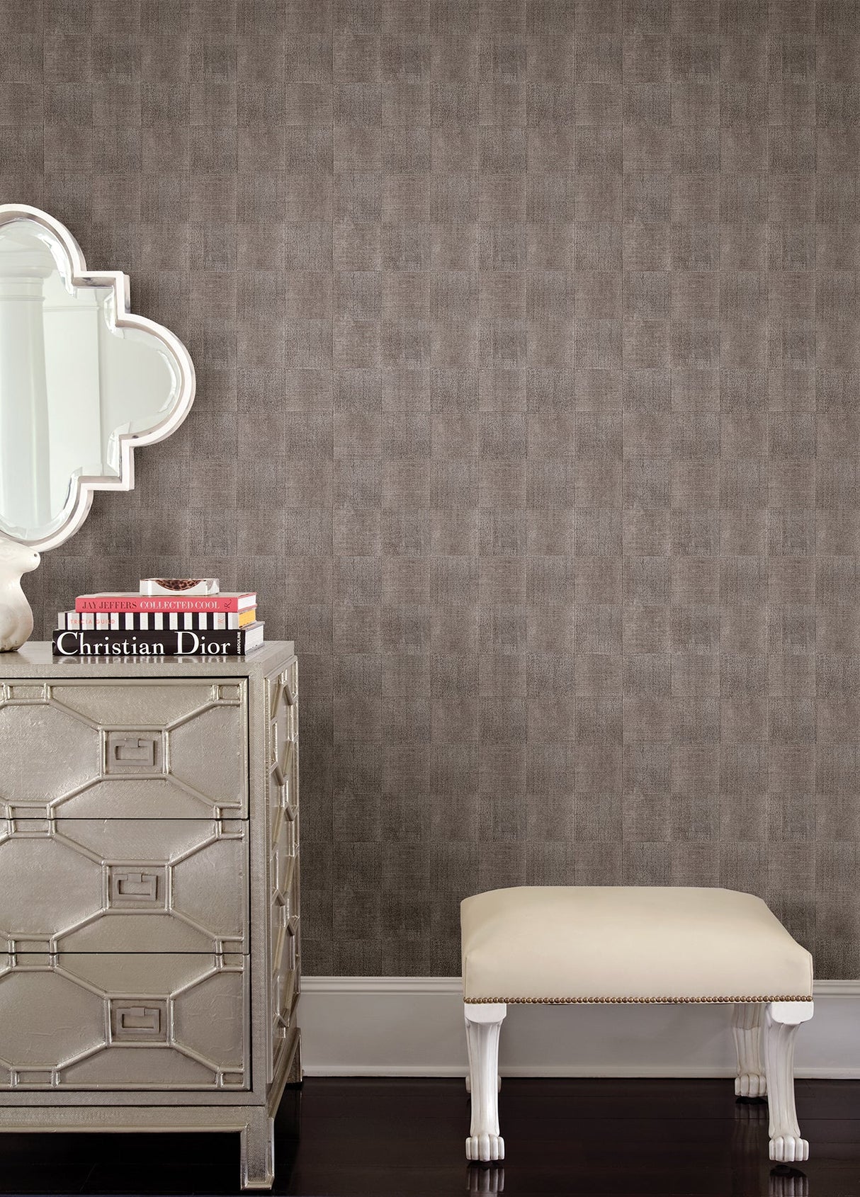 Kenneth James 2671-87353 Odyssey Pewter Wood Wallpaper