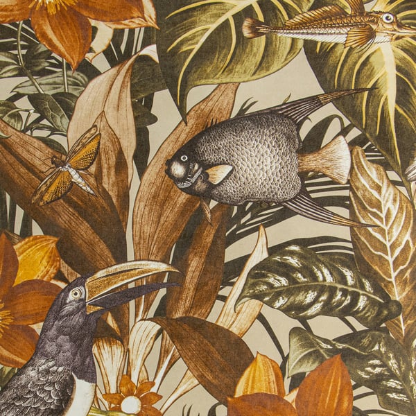Galerie 26748 Bronze Brown Fish and Bird - Eade's Wallpaper