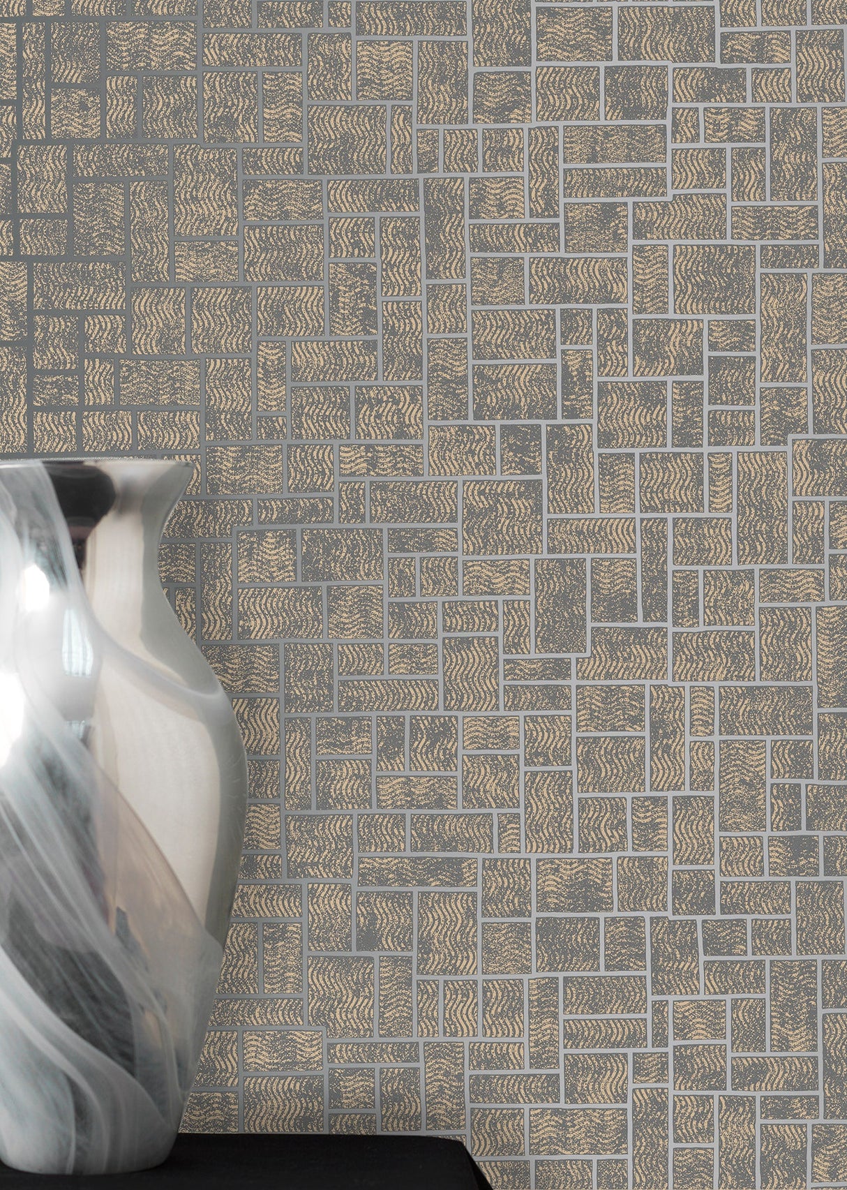 Decorline 2683-23025 Etude Charcoal Geometric Wallpaper