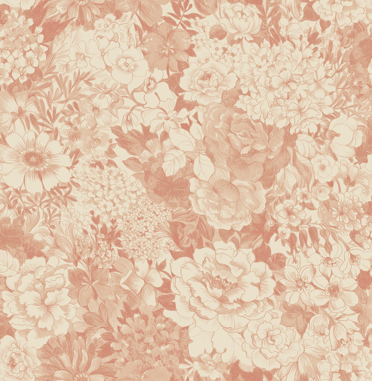 Brewster 2686-21716 Dodge Peach Floral Wallpaper
