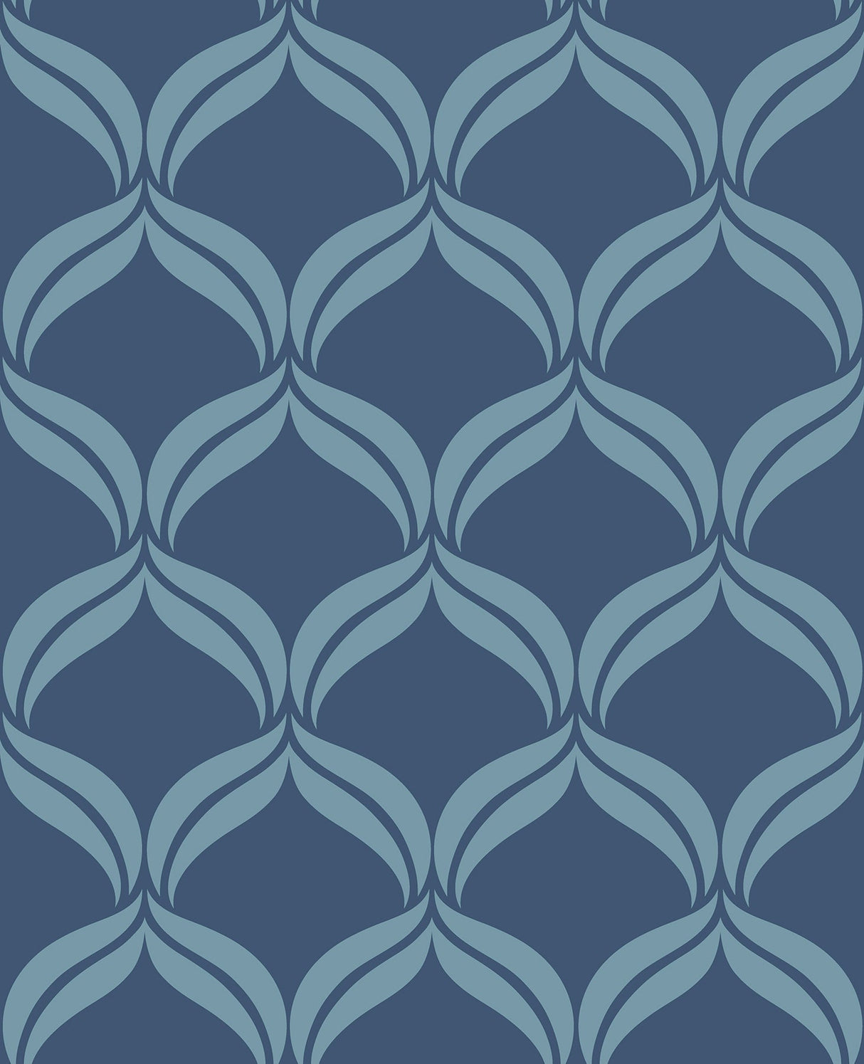 A-Street Prints 2697-22648 Petals Blue Ogee Wallpaper