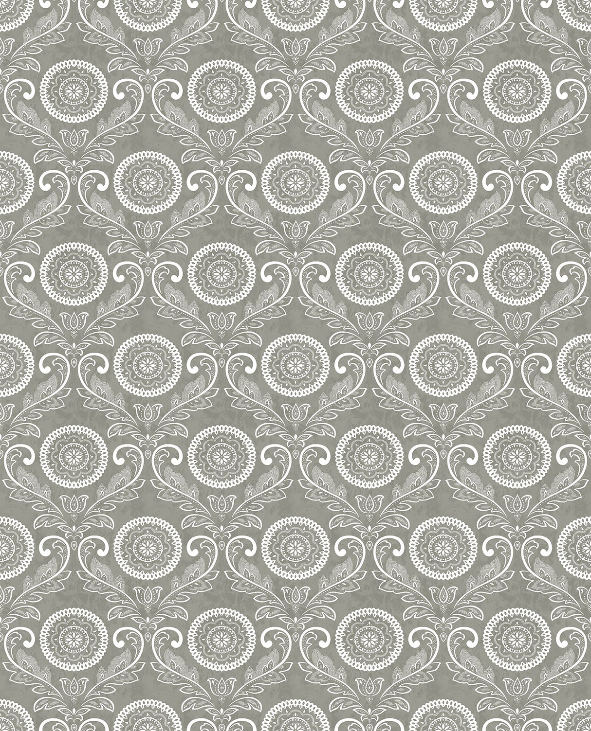 A-Street Prints 2702-22714 Jubilee Grey Medallion Damask Wallpaper