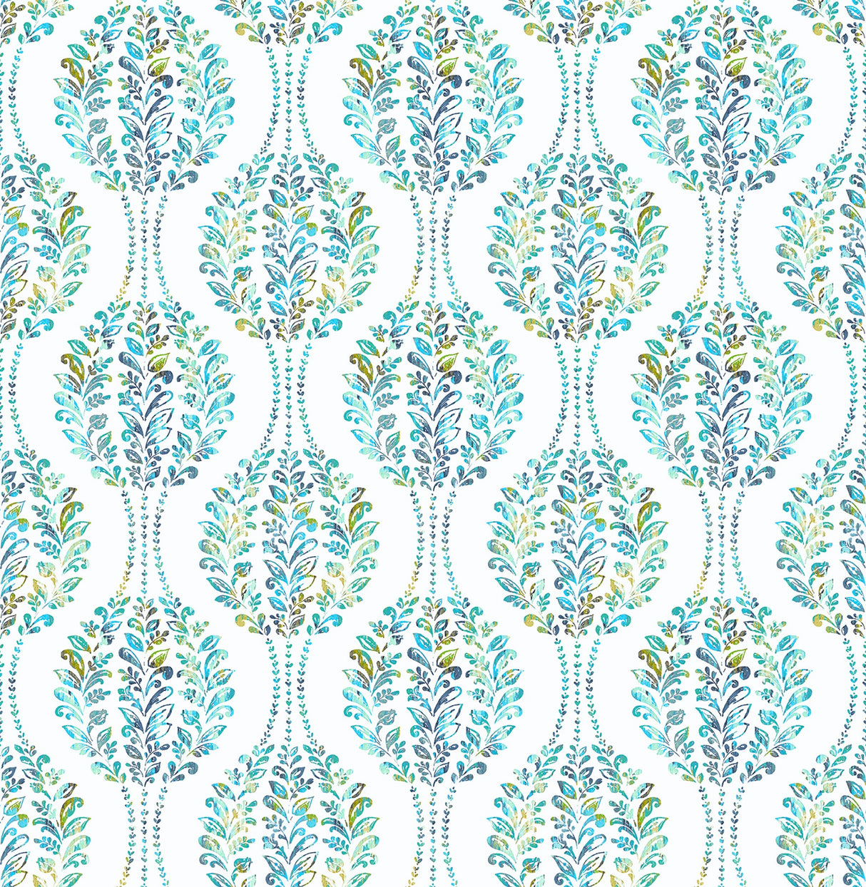 A-Street Prints 2702-22738 Versailles Teal Floral Damask Wallpaper