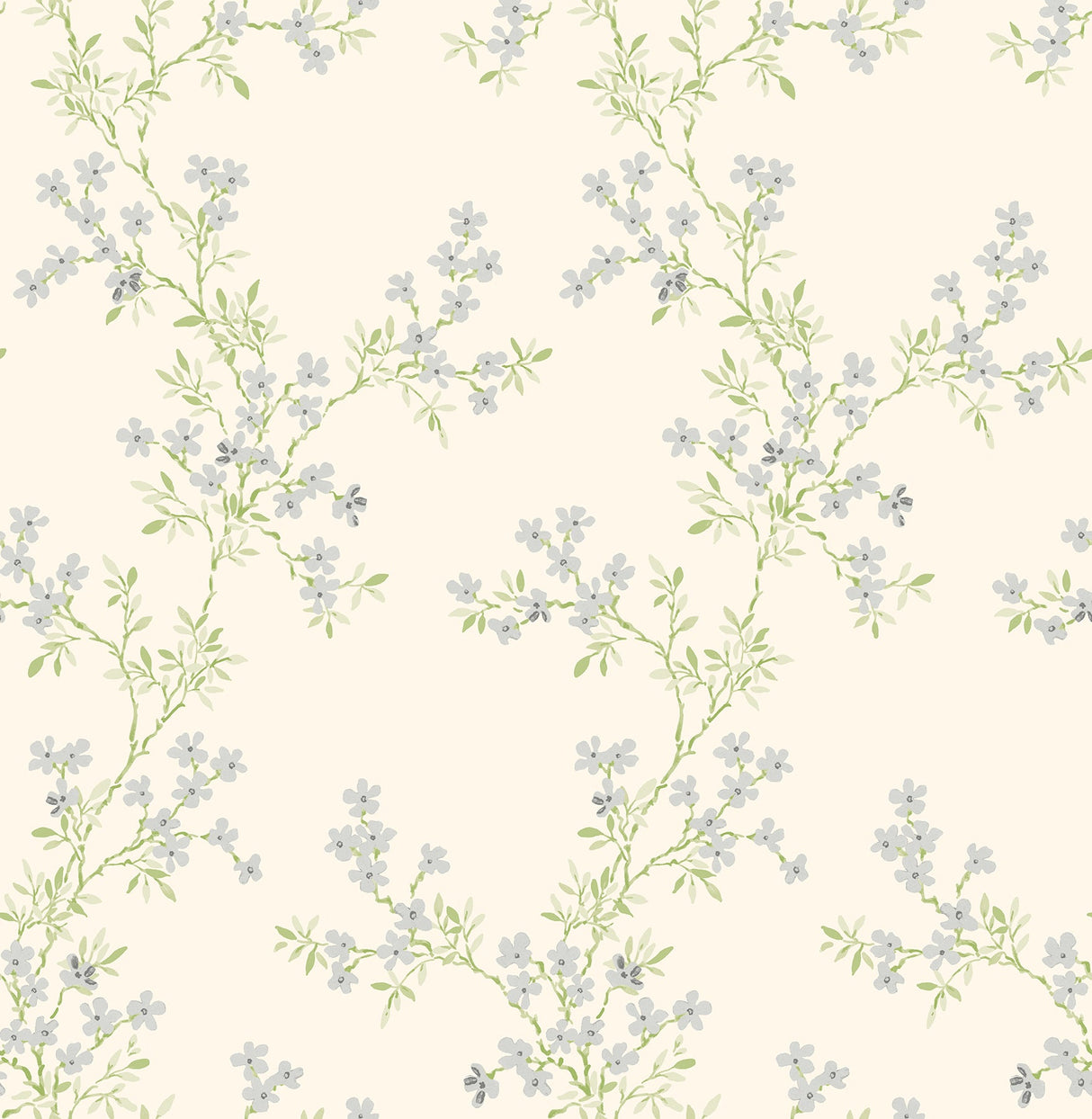 Brewster 2704-22262 Claire Silver Floral Trail Wallpaper