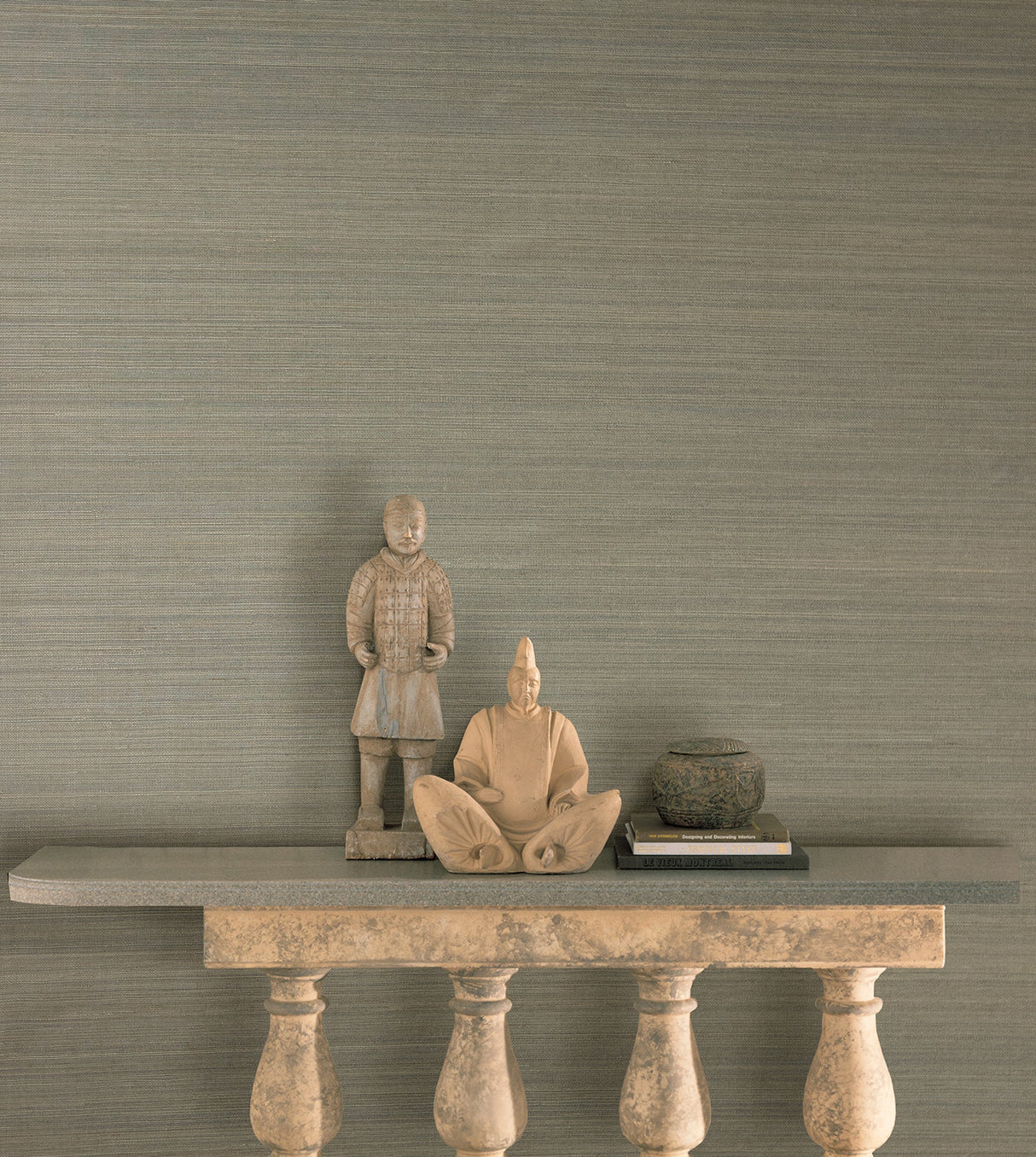 Kenneth James 2732-54752 Salisbury Grey Grasscloth Wallpaper