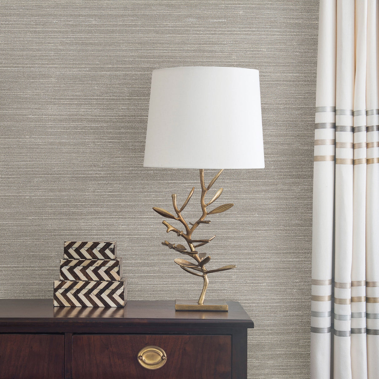 Kenneth James 2732-80032 Liaohe Silver Grasscloth Wallpaper
