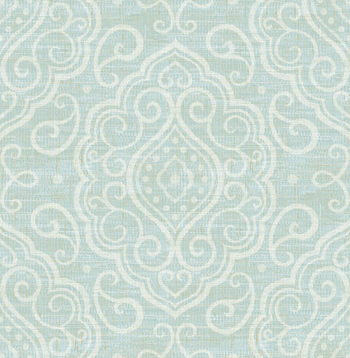 Brewster 2734-003655 Troyes Aqua Medallion Wallpaper