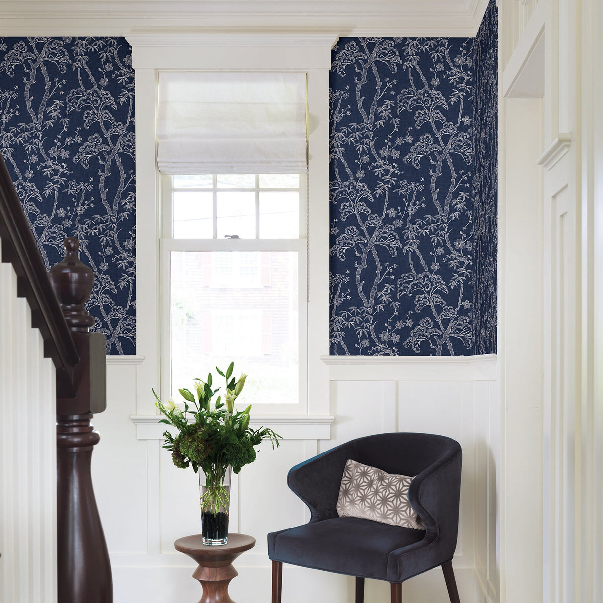 A-Street Prints 2764-24350 Bonsai Navy Tree Wallpaper