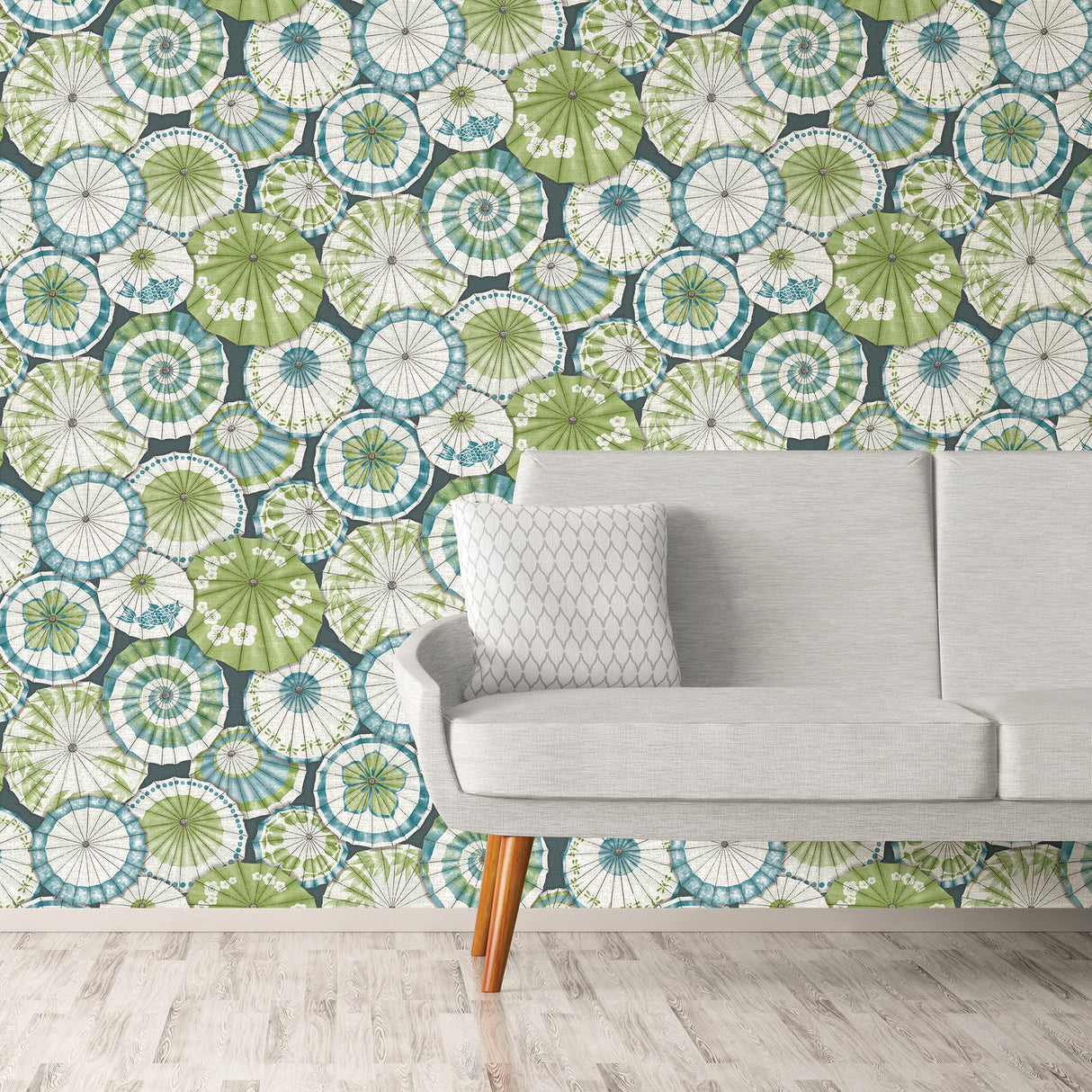A-Street Prints 2764-24360 Mikado Teal Parasol Wallpaper