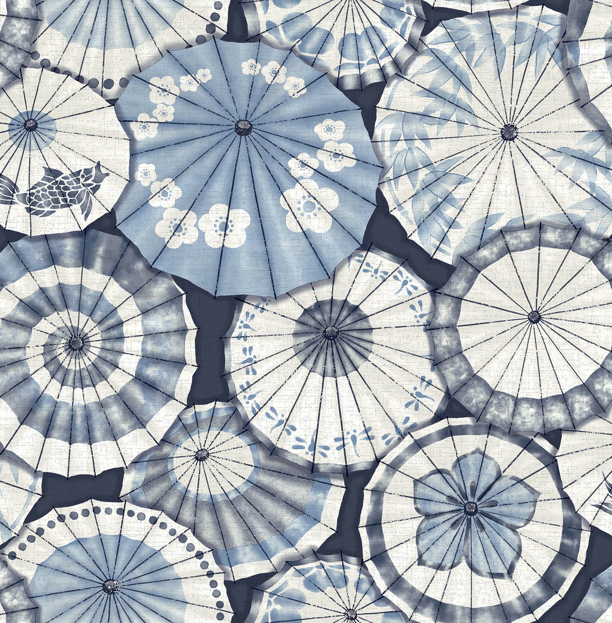 A-Street Prints 2764-24361 Mikado Blue Parasol Wallpaper