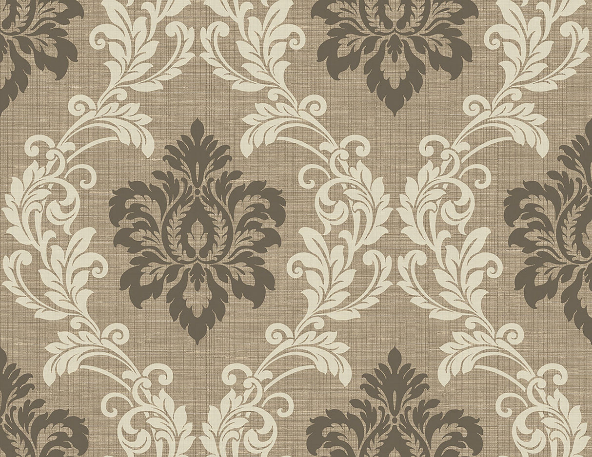 Kenneth James 2765-BW40101 Adela Light Brown Twill Damask Wallpaper