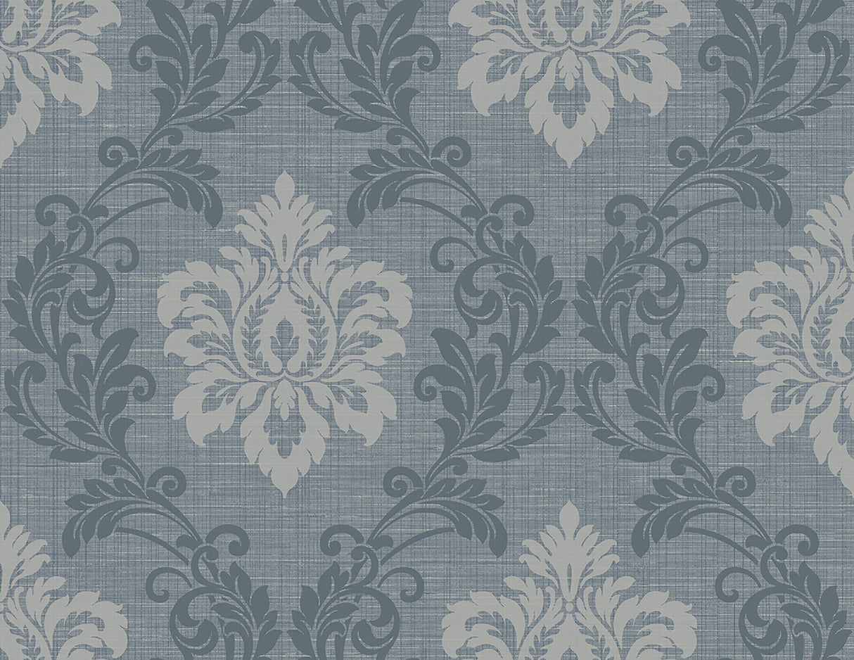 Kenneth James 2765-BW40102 Adela Denim Twill Damask Wallpaper