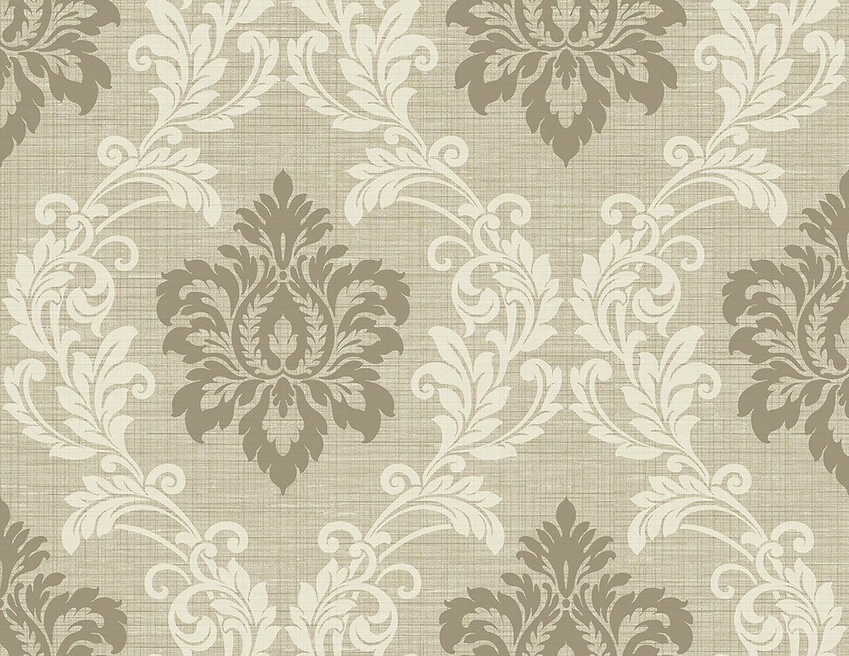 Kenneth James 2765-BW40105 Adela Neutral Twill Damask Wallpaper