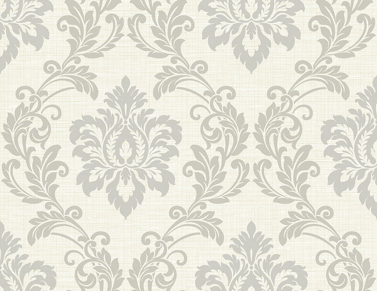 Kenneth James 2765-BW40108 Adela Ivory Twill Damask Wallpaper