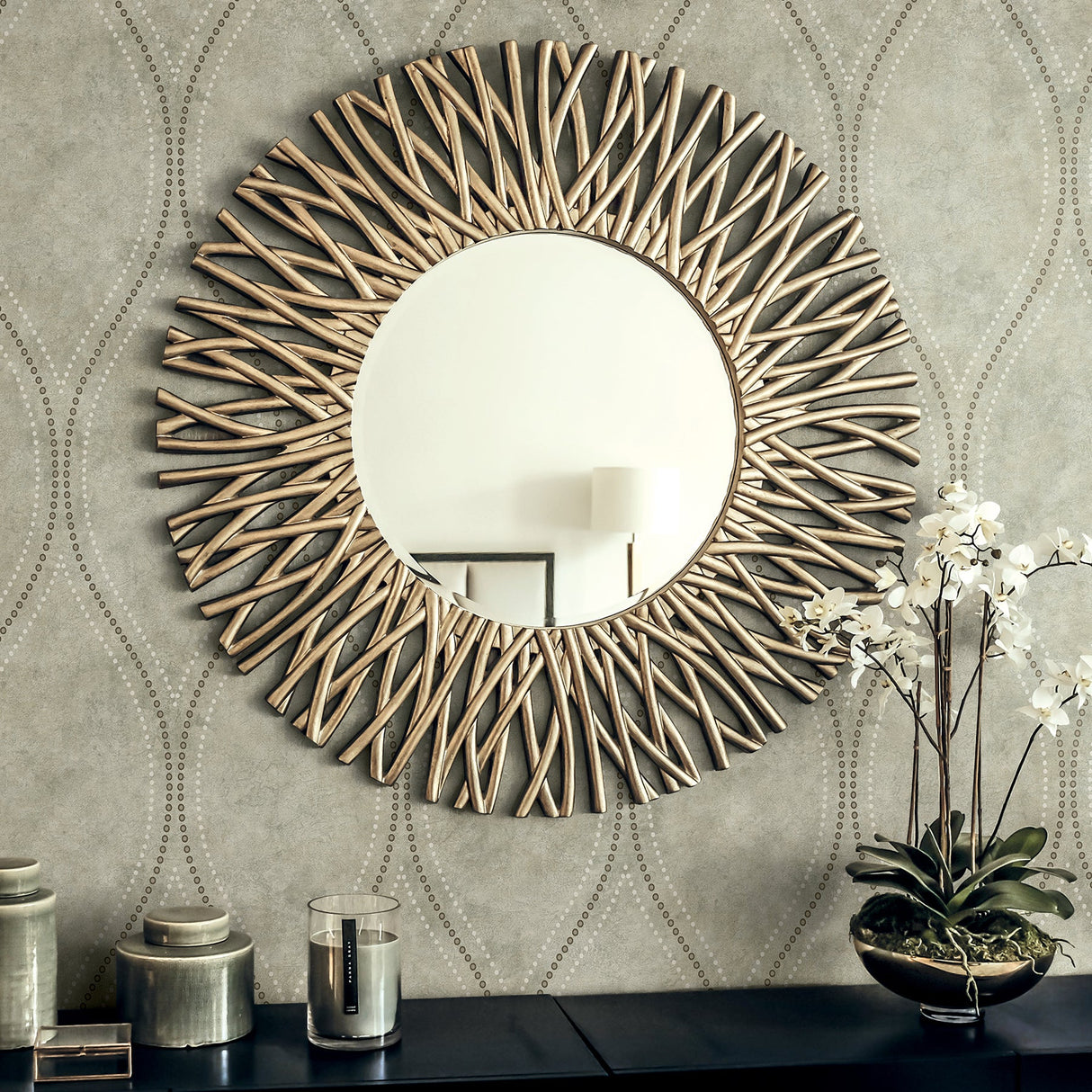 Kenneth James 2765-BW40208 Eira Light Brown Marble Ogee Wallpaper