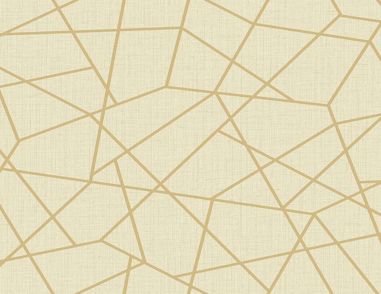 Kenneth James 2765-BW40305 Heath Gold Geometric Linen Wallpaper