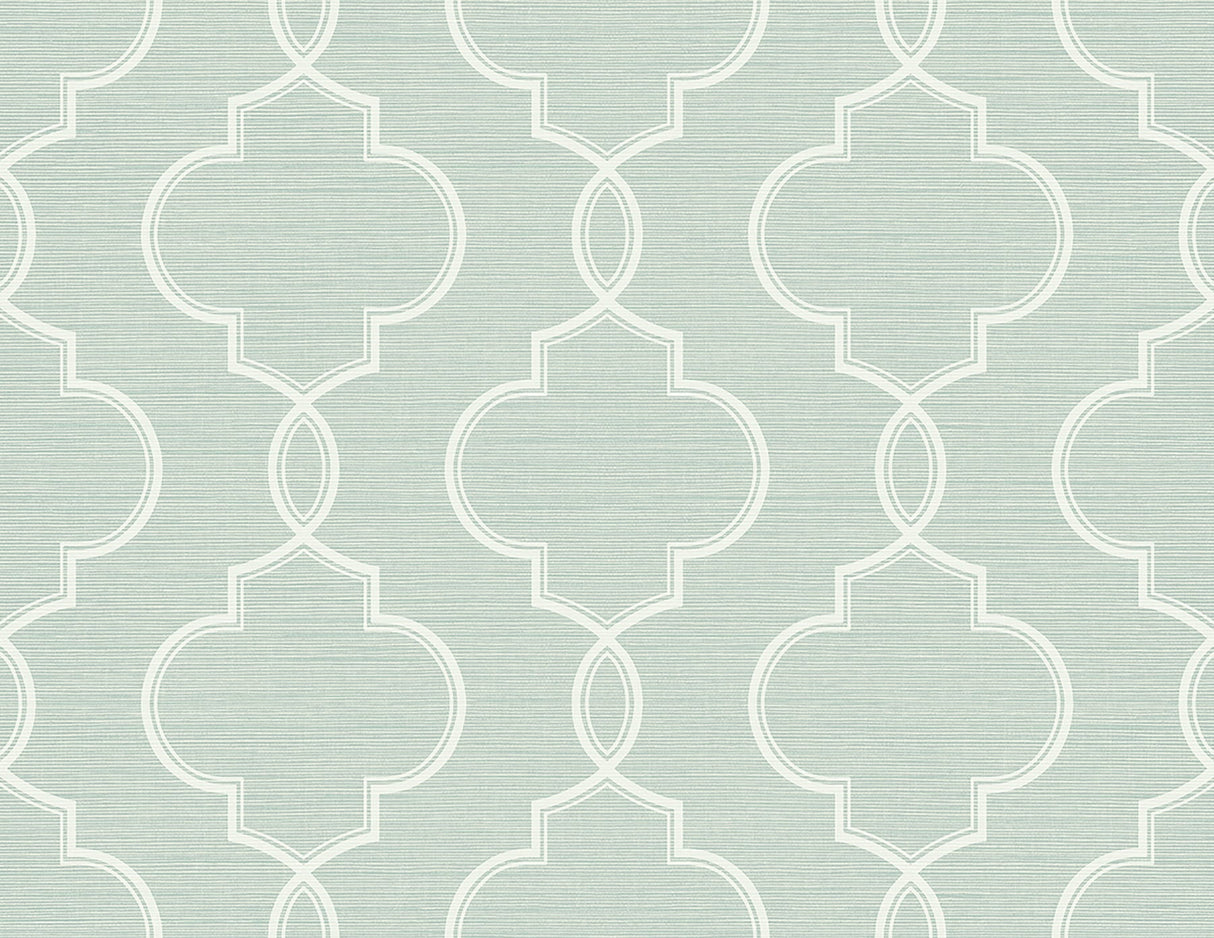 Kenneth James 2765-BW40502 Malo Aqua Sisal Ogee Wallpaper