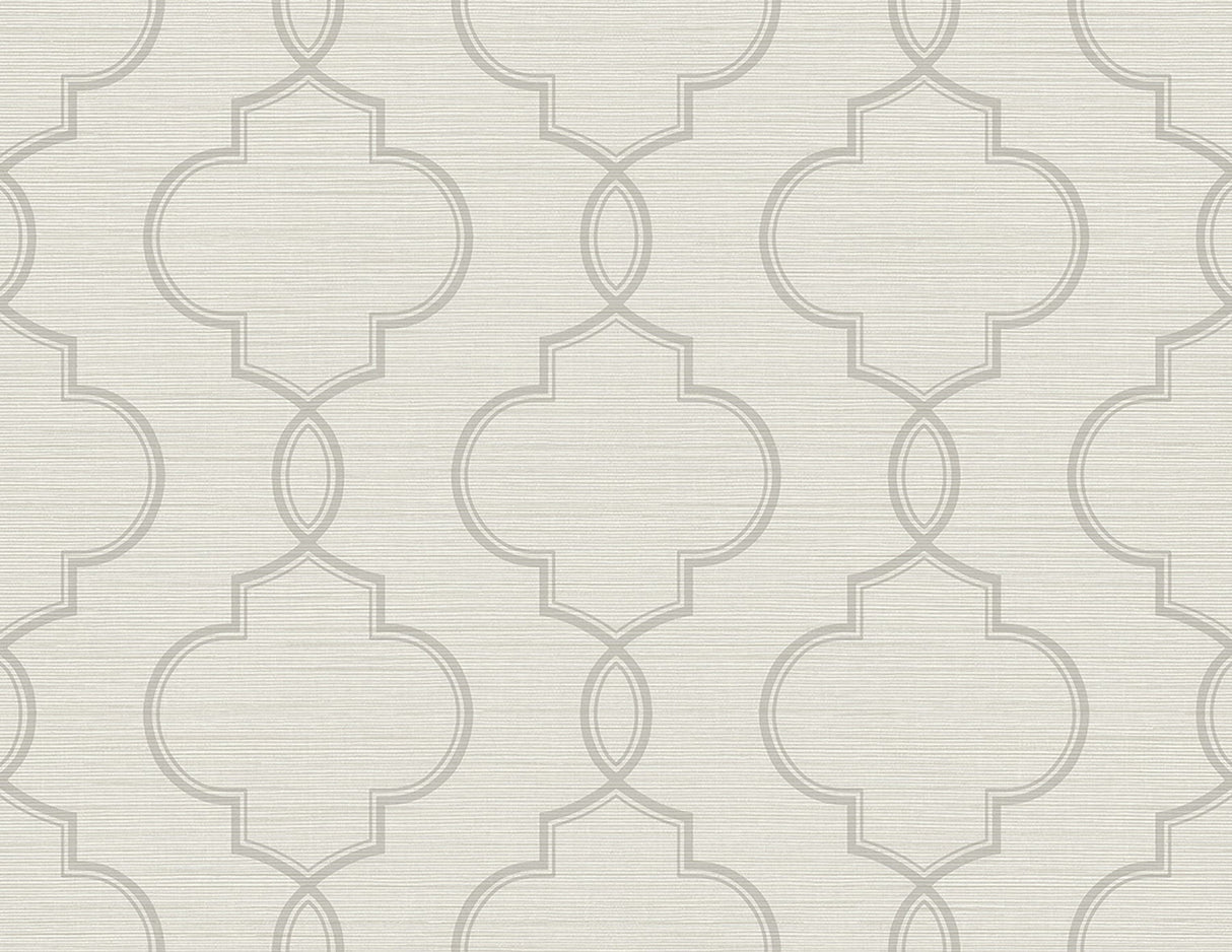 Kenneth James 2765-BW40508 Malo Light Grey Sisal Ogee Wallpaper