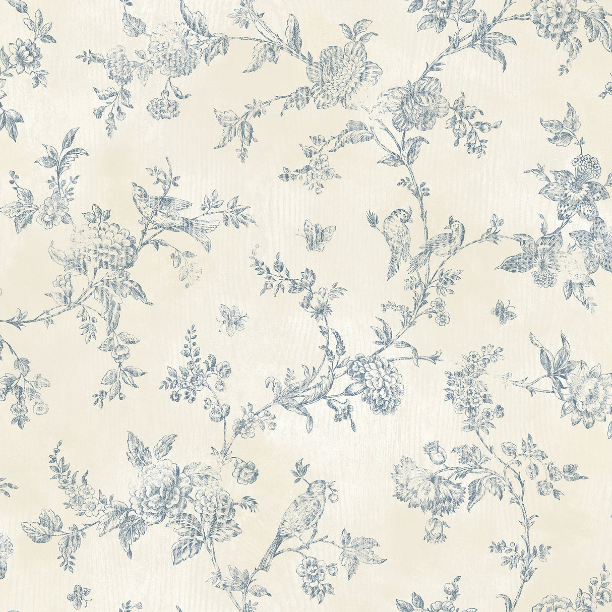 Brewster 2766-02192 Singapore Navy Toile Wallpaper
