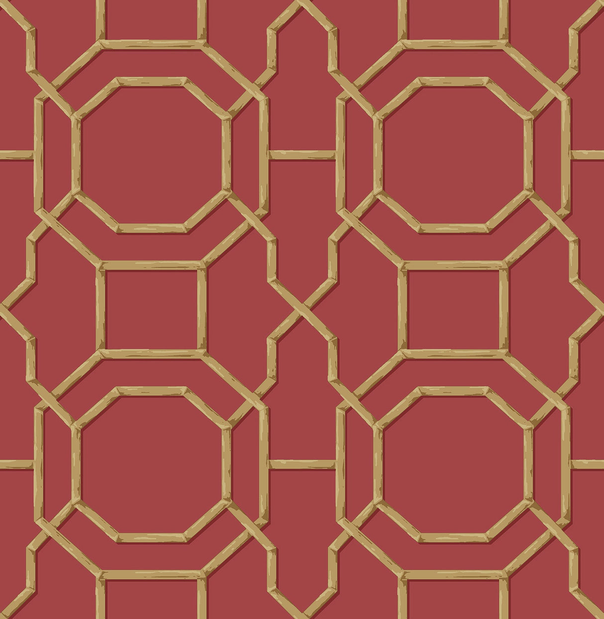 Brewster 2766-21739 Rumi Red Trellis Wallpaper