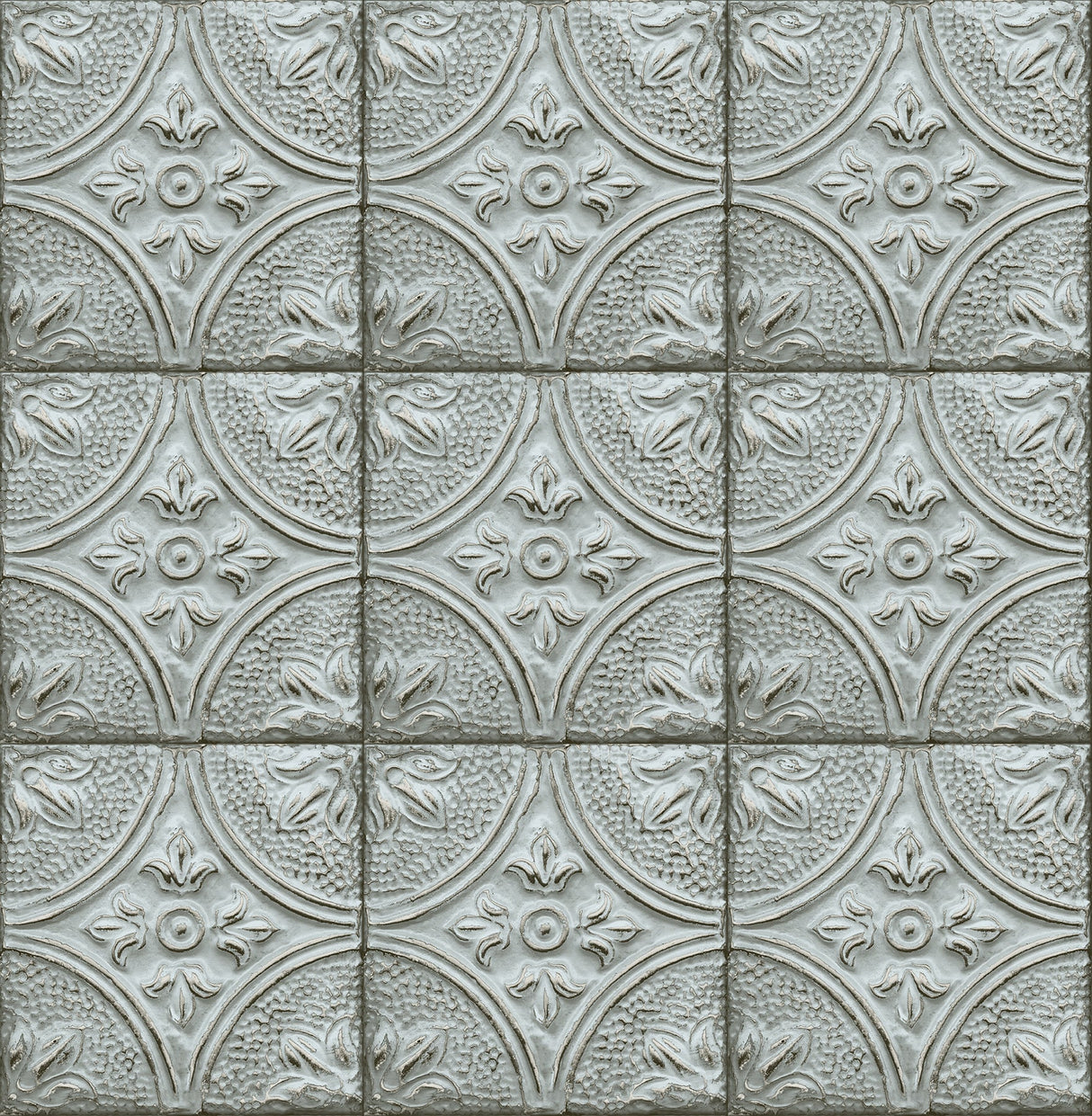 Brewster 2766-23765 Houston Light Blue Tin Tile Wallpaper