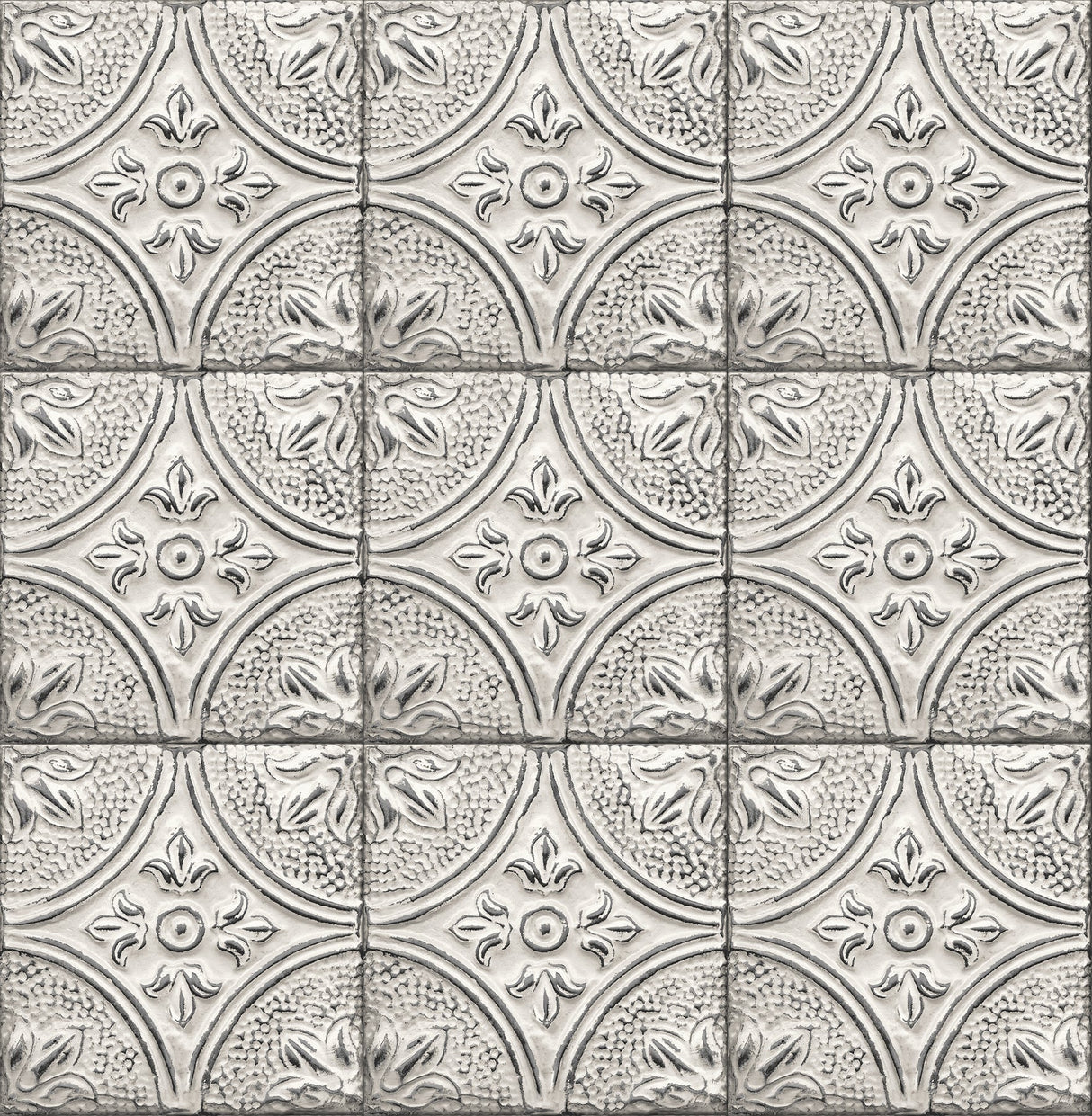Brewster 2767-23763 Brasserie Silver Tin Ceiling Tile Wallpaper